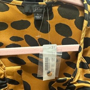 J. Crew Black and Tan Animal Print Top